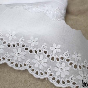 Premium Quality 10 + free 4yds Broderie Anglaise Eyelet lace trim White 3"(7.5cm) YH841 laceking2013 made in Korea