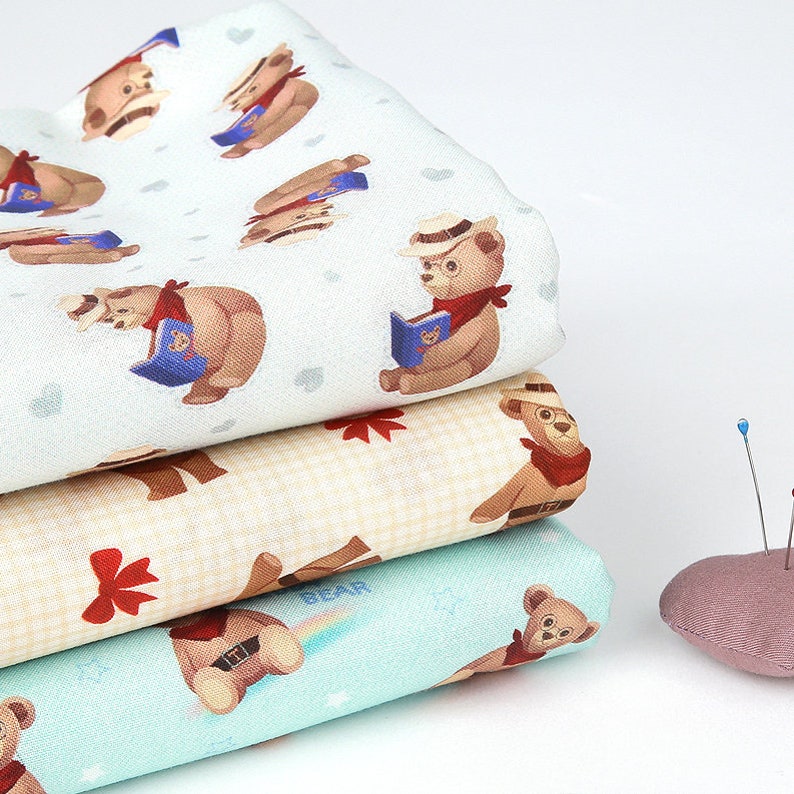 Cotton Fabric Bear Fabric by the Yard 44 Wide SY Rainbow Etsy