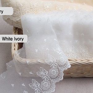 Premium Quality 14Yds Embroidery scalloped mesh Ribbon eyelet lace trim 3.7" YH729 laceking2013 made in Korea