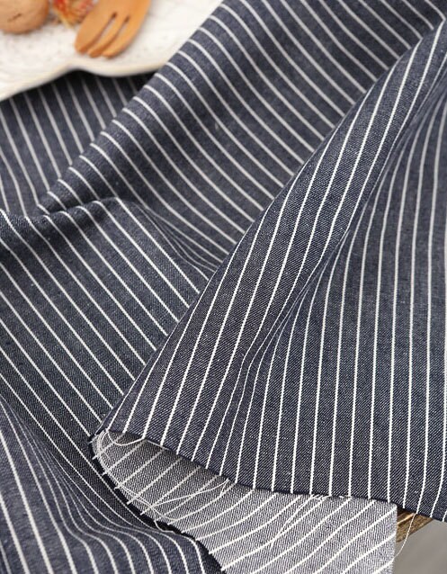Small Stripes Washed Denim Small Stripe Pattern Cotton Fabric by the Yard | Etsy
