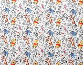 Premium Quality Disney Cotton Fabric by the Yard Character Fabric 44" Wide SG Winnie the Pooh - Hug Me Laceking made in Korea
