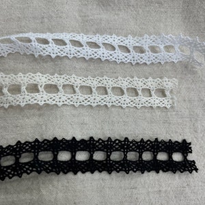 Torchon Crochet knit lace Trim by the Yard Ribbon Inserted 0.71.9cm White Black Natural Ivory YH015 laceking2013 made in Korea image 10