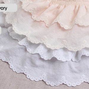 Premium Quality 1yds Broderie Anglaise gathered eyelet lace trim 3"(7.5cm) YH1464a laceking2013 made in Korea