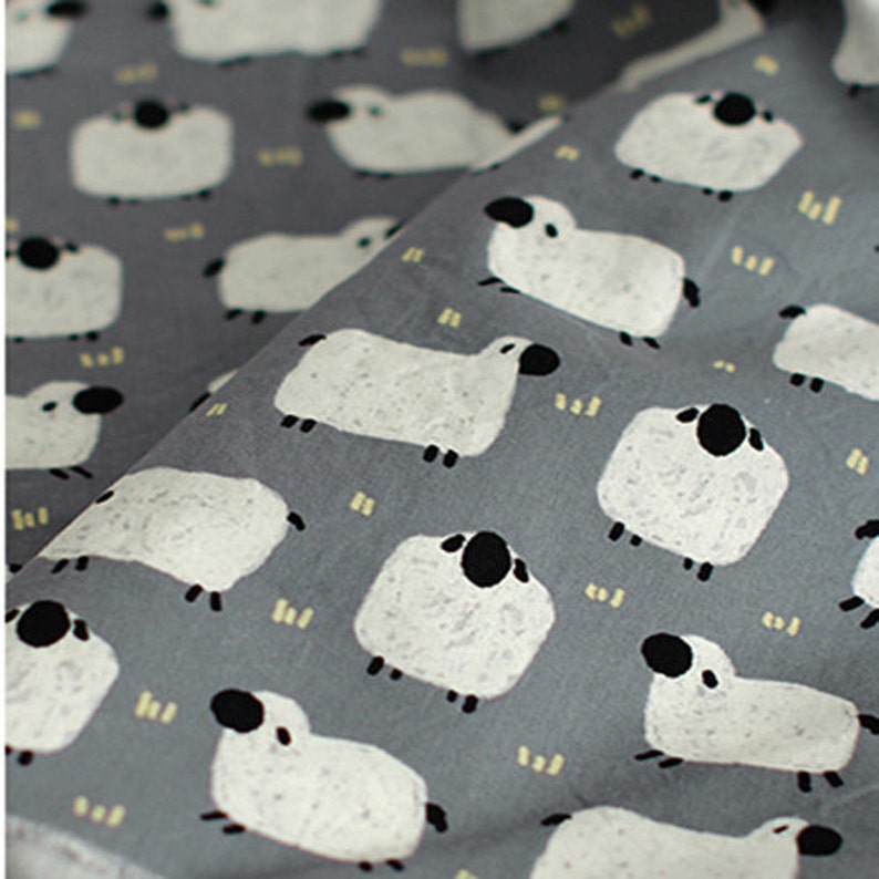 Cotton Fabric Sheep Gray Fabric Sewing by the Yard 44 Etsy