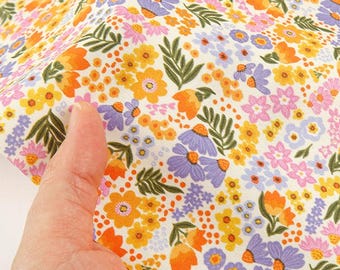 Colorful Floral 100% Cotton Fabric, 90cm Length, Approx. 42" Wide