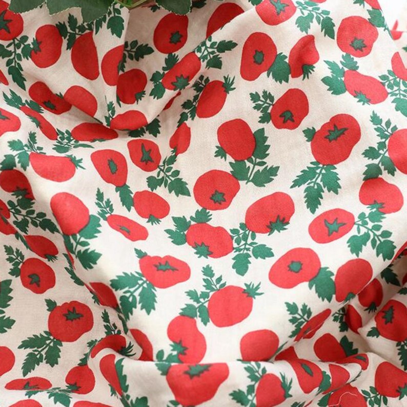 Tomato Print Cotton Double Gauze Fabric by the Yard, 59 Inches Wide image 13