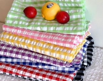 Seersucker Gingham Fabric by the Yard, Cotton Poly Blend, 44" Wide, 8 Colors laceking2013