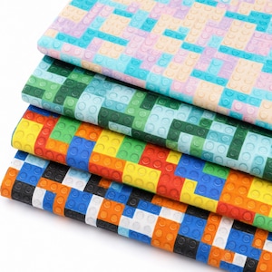 Building Block Cotton Fabric by the Yard, Colorful Toy Brick Geometric Print, 44" Wide, 4 Colors, Kids Quilting & Sewing Fabric laceking2013
