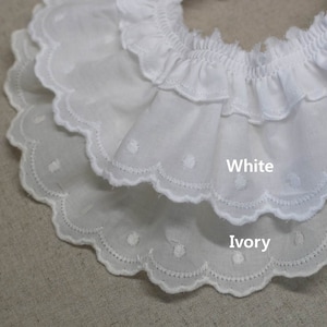 Premium Quality 1yds Broderie Anglaise gathered eyelet lace trim 3"(7.5cm)  YH1352a laceking2013 made in Korea