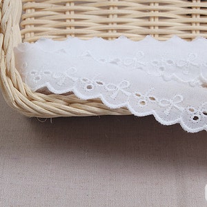 Premium Quality 10y+free 4Yds Broderie Anglaise Eyelet lace trim 1"(2.5 cm) White YH922  laceking2013 made in Korea