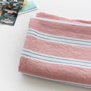Premium Quality Cotton & Linen Mixture Stripe Fabric by the yard 55 wide Cozy Simple Stripe made in Korea Pink