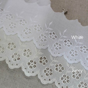 Hochwertige Stickerei, gewellter Rand, Baumwoll-Ösen-Spitzenbesatz, 7 cm, YH868, laceking2013, hergestellt in Korea