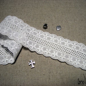Premium Quality 14y Broderie anglaise scallop edge cotton eyelet lace trim  1.8" (4.5cm) YH968 laceking2013 made in Korea
