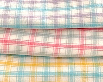 Pastel Plaid Cotton Fabric by the Yard 63" Wide Soft Lightweight Washed Cotton Multi Color Check Fabric for Dress Clothing Sewing laceking