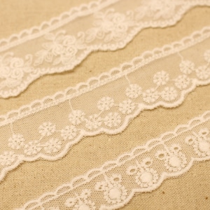 Premium Quality 1y Broderie Anglaise mesh net eyelet vintage style eyelet lace trim Wide 2cm, 3cm YH1376, YH1348, YH120 made in Korea