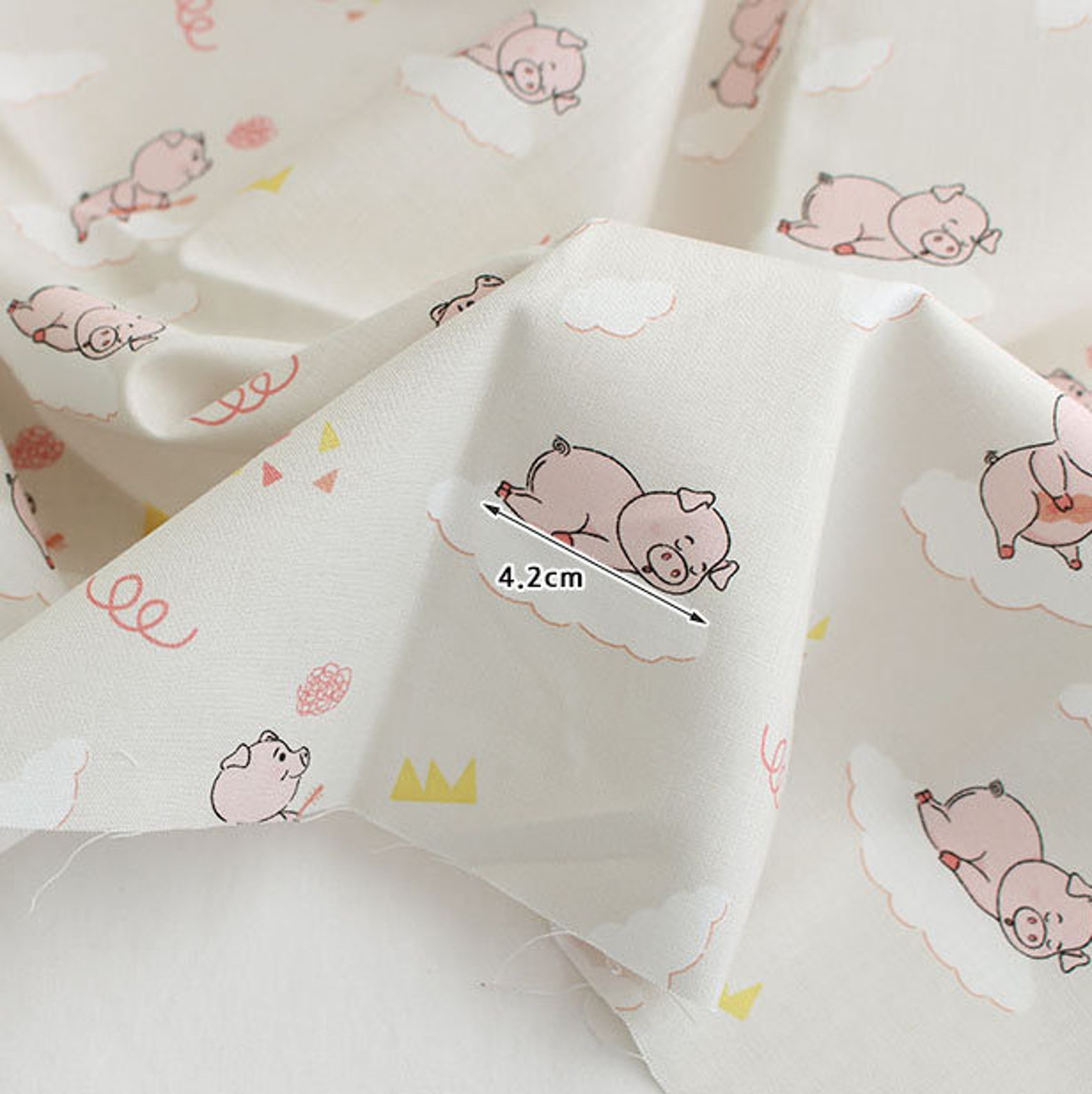 Cotton Fabric by the Yard Pig Fabric 44 Wide Cozy Pig Etsy