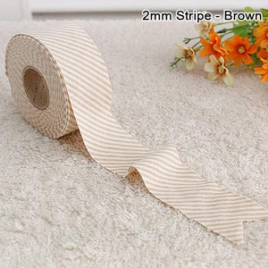 10yds Bias Tape Madeleine Organic Cotton trim 40mm Stripe bias single fold image 6