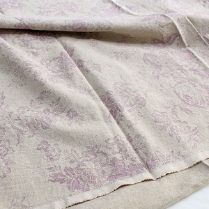 Premium Quality Linen Fabric by the Yard Antique Flower Fabric 55 Wide Cozy Morocco Flower Laceking made in Korea Violet Flower