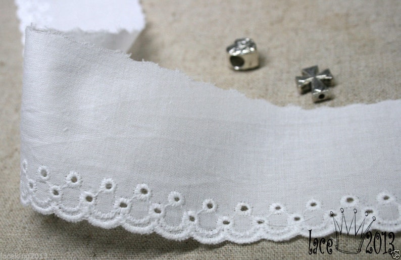 10 free 4yds Broderie Anglaise Eyelet lace trim White 1.84.5cm YH1479 laceking2013 made in Korea image 1
