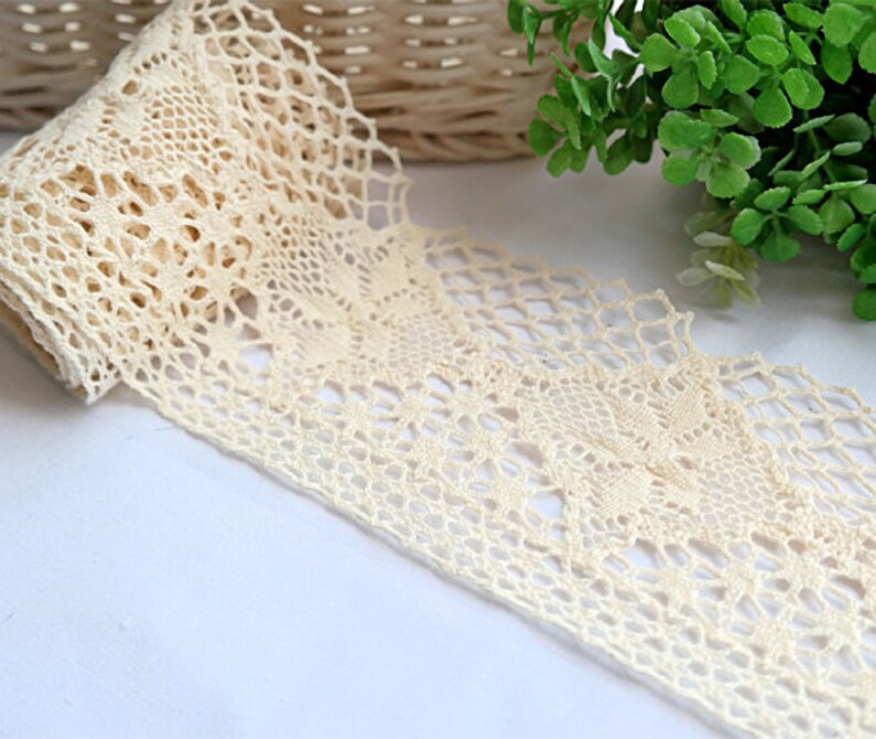 1Y vintage cotton lace Crochet trim 2.66.5cm Natural Etsy