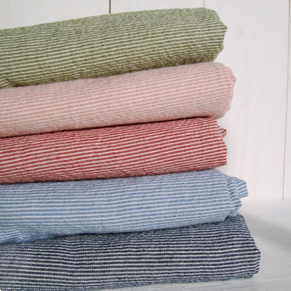 Premium Quality Cotton Fabric Washed Yarn Dyed Stripe by the yards 44" Cozy Yarn Dyed Stripe made in Korea