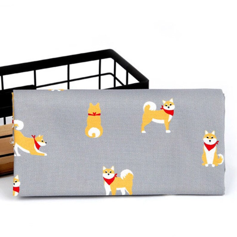 Cotton Fabric Dog Fabric by the Yard 44 Wide SY Shiba Etsy