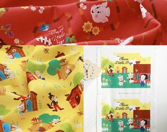 Premium Quality Disney Cotton Fabric Character Fabric by the Yard 44" Wide SG three little pigs Laceking made in Korea