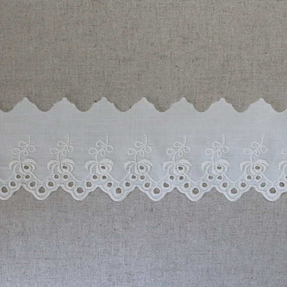 38 mm 1.5 Inch QUALITY IVORY CREAM Cotton Gathered Broderie Anglaise Lace Trim