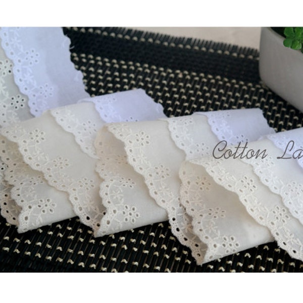 14Yds Broderie Anglaise cotton eyelet lace trim 1.8"(4.5cm) YH1434 laceking2013 made in Korea