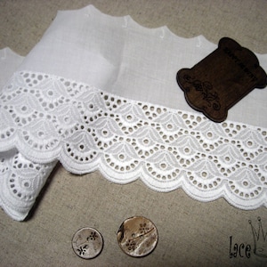 Premium Quality 1Yds Broderie Anglaise Eyelet lace trim 4.3"(11cm) white YH1467 laceking2013 made in Korea