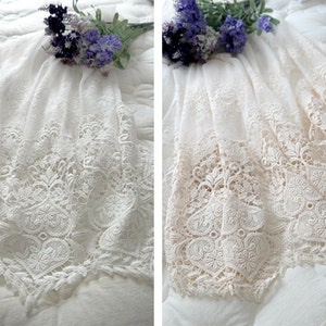 Premium Quality 1yds Broderie Anglaise Tulle Guipure Mesh Net Eyelet Lace Trim 33.5"(85cm) YH1525 laceking made in Korea