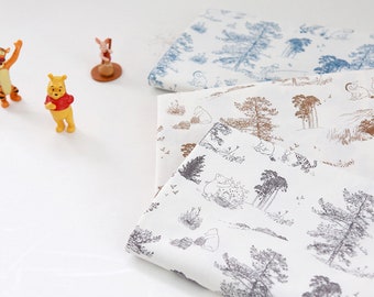 Premium Quality Disney Cotton Fabric by the Yard Winnie the Pooh Character Extra Wide 54" SG Forest Toile Laceking made in Korea