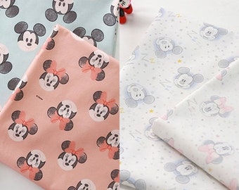 Premium Quality Disney Cotton Fabric by the Yard Mickey Minnie Character Fabric 44" Wide SG Minnie Mickey Laceking made in Korea