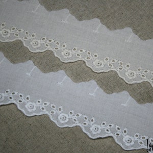 Premium Quality 10y+free 4Yds Embroidered Broderie Anglaise cotton eyelet lace trim 1.5"(3.8cm) White YH1419 made in Korea