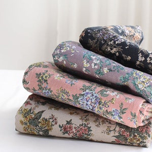Cotton Linen Fabric by the yard Flower Fabric 55" wide Cozy Lilian Flower Laceking made in Korea