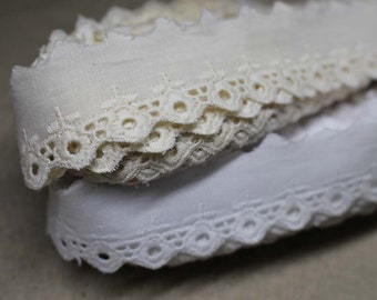 Premium Quality 10 + free 4yds Broderie Anglaise wedding vintage Eyelet lace trim 1" (2.5cm) YH461 laceking made in Korea