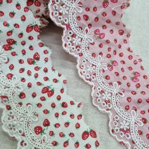 Premium Quality Broderie Anglaise Strawberry Asa fabric Pleated Cotton eyelet lace trim By the Yard 1.2 YH877c laceking2013 made in Korea image 2