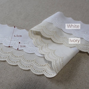 Premium Quality 14Yds Embroidery scalloped cotton eyelet lace trim 2.6"(6.5cm) YH1423 laceking2013 made in Korea