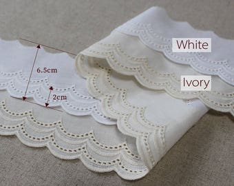 14Yds Embroidery scalloped cotton eyelet lace trim 2.4" YH1423 laceking2013