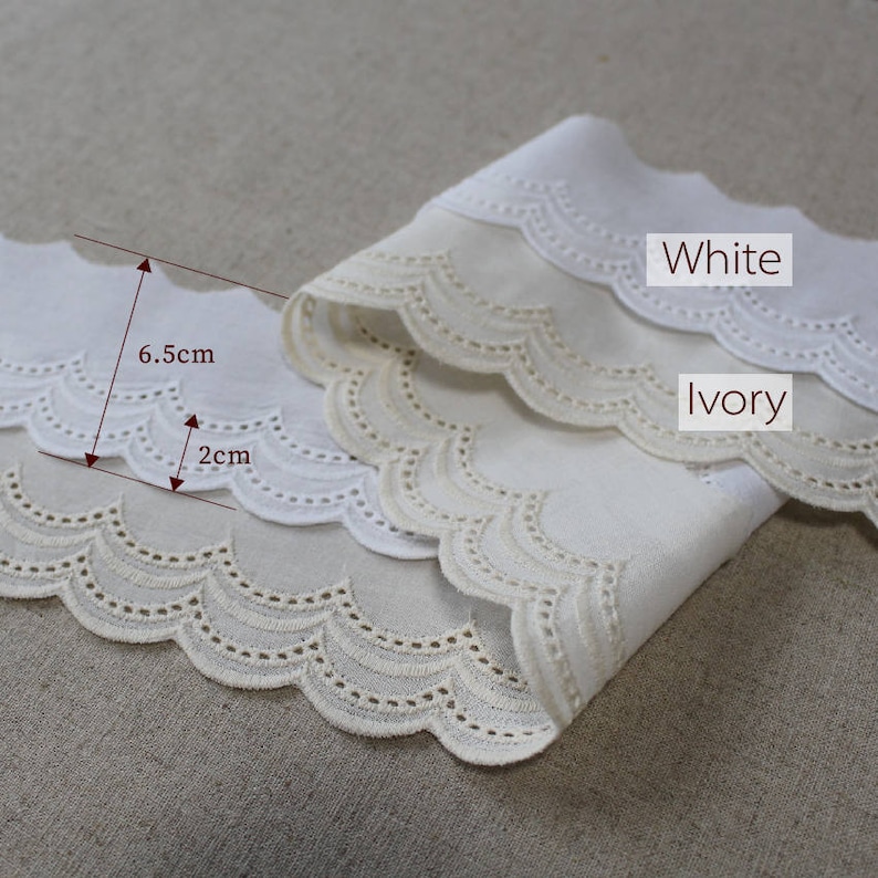 14Yds Embroidery scalloped cotton eyelet lace trim 2.4 YH1423 laceking2013 image 1