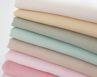 Organic Cotton Double Gauze Fabric by the Yard, 44" Korean Solid Muslin, 7 Pastel Colors for Baby Clothes, Dress, Quilt laceking2013