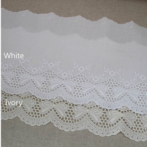 Premium Quality 1 yard Broderie Anglaise Eyelet Cotton lace trim 7.3"(18.5cm) YH928 laceking2013 made in Korea