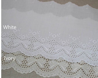 1yard Broderie Anglaise Eyelet Cotton lace trim 7.3"(18.5cm) YH928 laceking2013
