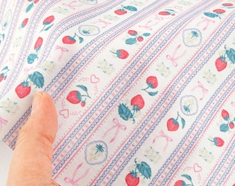 Strawberry & Bow Stripe Cotton Fabric by the Yard, 20 Count, 42" Wide laceking2013 sy