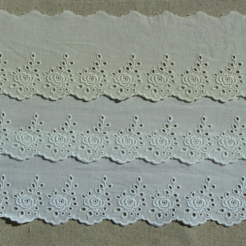 Premium Quality 14Yds Broderie Anglaise cotton eyelet lace trim 2.87 cm YH1553 laceking2013 made in Korea image 3