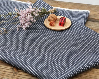 Washed denim Small stripe pattern cotton Fabric by the Yard 60" Wide Cozy Small