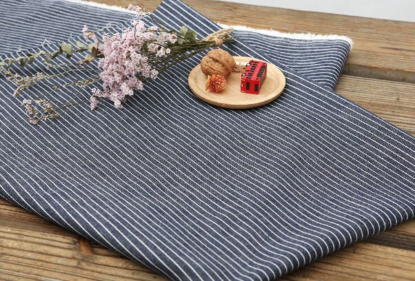 Small Stripes Washed Denim Small Stripe Pattern Cotton Fabric by the Yard | Etsy