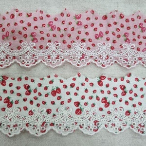 Premium Quality Broderie Anglaise Strawberry Asa fabric Pleated Cotton eyelet lace trim By the Yard 1.2 YH877c laceking2013 made in Korea image 3