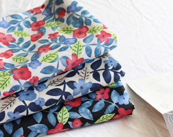 Premium Quality Floral Cotton Fabric by the Yard 59" extra wide Cozy Dalia Flower 60s Fine Cotton Lawn Made in Korea