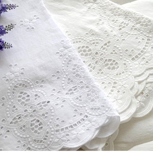 Premium Quality Broderie Anglaise Scalloped Edge Cotton Eyelet Lace Fabric By the Yard 54"(136cm) YH1519 made in Korea